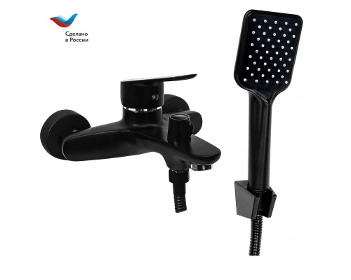 КОТТЕДЖ Смеситель для ванны с коротким литым изливом, одноручный, черный,, СЛ-ОД-Г3Ч, Славен