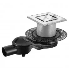 Трап водосток PLATZ Norma 150х150, хром глянец, S-сифон D50 H60 боковой, BERGES