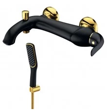 Swan Смеситель для ванны, монолитный излив 189мм, р/ОД, черный/золото, LM, LM5402BG