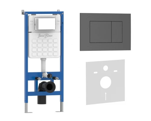 Комплект 2в1 IBERICA BLANCA инсталляция SILENCIO, кнопка смыва ESTI-S серый матовый (IB001.856)