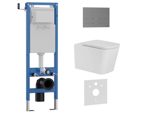 Комплект 3в1 IBERICA BLANCA инсталляция SILENCIO MINI, унитаз TOLEDO ALTO белый, кнопка смыва INOX-S вороненая сталь (IB.001M.TLA.234.1602)