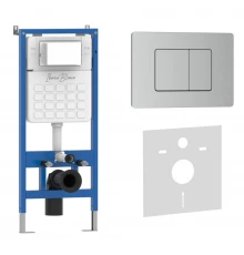 Комплект 2в1 IBERICA BLANCA инсталляция SILENCIO, кнопка смыва INOX-C хром матовый (IB001.1132)