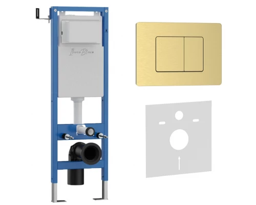 Комплект 2в1 IBERICA BLANCA инсталляция SILENCIO MINI, кнопка смыва INOX-C золото матовое (IB.001M.115)