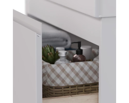 Тумба Lemark VEON MINI 60 см под 1 раковину, подвесная,1 ящик, цвет корпуса, фасада: Белый глянец