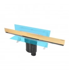 Желоб водосток WALL 600 пристенный, золото глянец, S-сифон D50/105 H50 вертикальный, BERGES