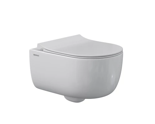 Унитаз подвесной EGO Rimless, сиденье дюропласт Toma Slim SO, микролифт, быстросъем, белый, BERGES