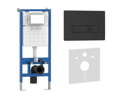 Комплект 2в1 IBERICA BLANCA инсталляция SILENCIO, кнопка смыва ESTI-R черный матовый (IB001.212)
