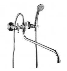 H02 Смеситель для ванны, круг.пов.излив 350мм с держ-м на теле, р/ДВ, хром, ROS, H02-84R