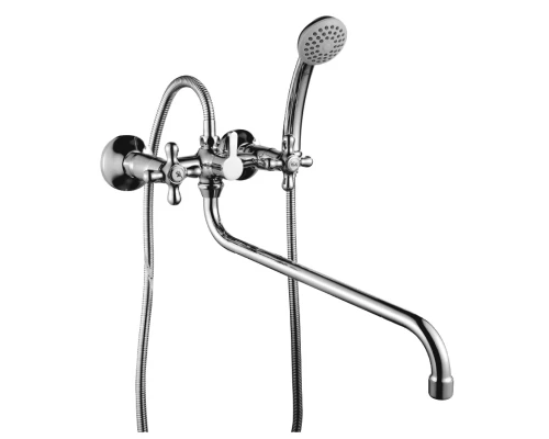 H02 Смеситель для ванны, круг.пов.излив 350мм с держ-м на теле, р/ДВ, хром, ROS, H02-84R