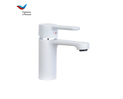 ГОРОД Смеситель для умывальника с литым изливом, белый, СЛ-ОД-Т1Б, Славен