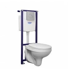 Пэк Альфа комфорт (подвес. унитаз с сиденьем полипр. SC, инсталляция, панель хром. глянец) SANTERI