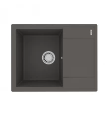 Кухонная мойка Lemark IMANDRA 640 врезная прямоугольная с крылом из кварцгранита, Серый шёлк