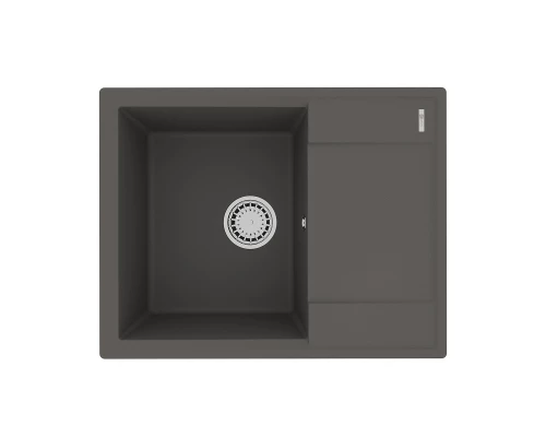 Кухонная мойка Lemark IMANDRA 640 врезная прямоугольная с крылом из кварцгранита, Серый шёлк