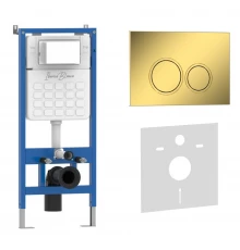 Комплект 2в1 IBERICA BLANCA инсталляция SILENCIO, кнопка смыва ESTI-O золото глянцевое (IB001.826)