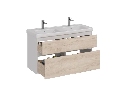 Тумба Lemark COMBI 125 см под 2 раковины, подвесная/напольная,4 ящика, цвет фасада: Дуб кантри, цвет