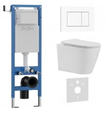 Комплект 3в1 IBERICA BLANCA инсталляция SILENCIO MINI, унитаз BURGOS ALTO белый, кнопка смыва ESTI-S белый глянцевый (IB.001M.BRA.231.855)