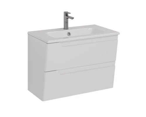 Тумба Lemark MIANO 80 см под 1 раковину, подвесная, 2 ящика, цвет корпуса, фасада: Белый глянец