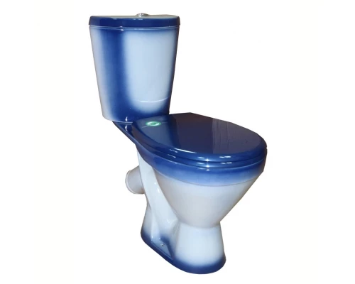 ЭЛЕГАНТ Унитаз-компакт косой вып., нижн. подвод, с арм. и сид."Уклад", креплением, синий. ROSA