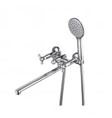 Contour Смеситель для ванны, плоск.пов.излив 300мм держ.на теле лейка, р/ДВ, хром, LM, LM7451C