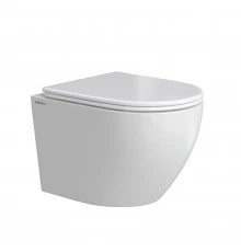 Унитаз подвесной OKUS Rimless, сиденье дюропласт, микролифт, быстросьем, белый, BERGES