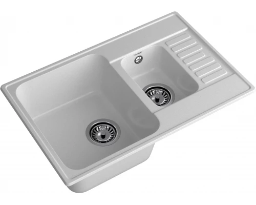 GranFest QUARZ (ECO-21К) Мойка 1.5-чаш+кр. 740*480 (серый)