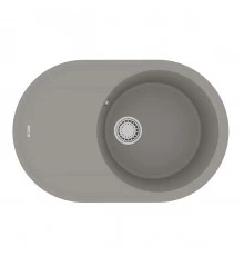 Кухонная мойка Lemark LACHA 760 врезная овальная с крылом из кварцгранита, Грей