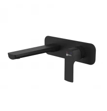 Ursus Смеситель для раковины, монолит.излив 203мм на стену, р/ОД, черный, LM, LM7226BL