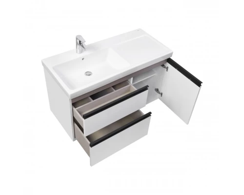 DOMI Тумба под раковину Gap Plus 100, 2 ящ., 1 дв., белый глянец, левая, ROCA