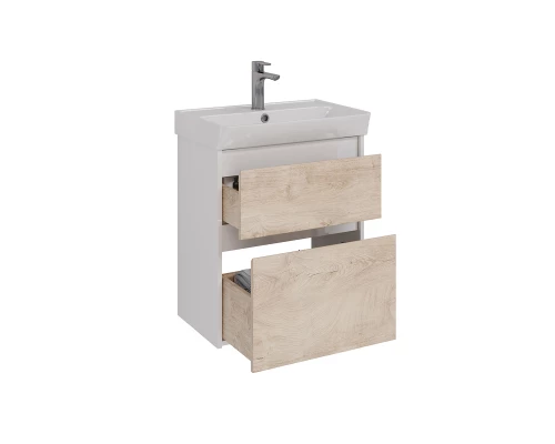 Тумба Lemark COMBI 60 см под 1 раковину, подвесная/напольная, 2 ящика, цвет фасада: Дуб кантри, цвет