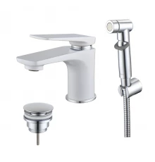 Allegro Смеситель для раковины и биде, мон.излив122мм г.душ.дон.клап., р/ОД, хром/белый, LM,LM5916CW
