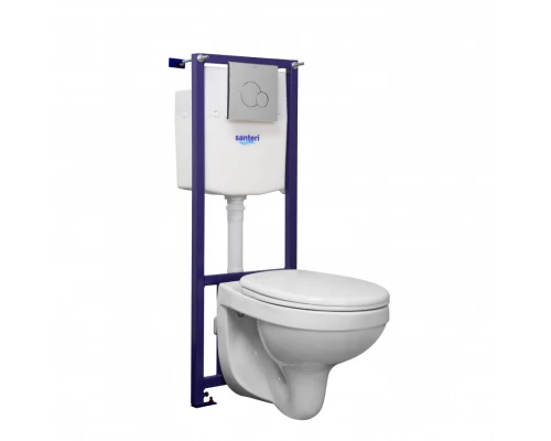 Пэк Альфа (подвес. унитаз с сиденьем полипр, инсталляция, панель хром. глянец) SANTERI
