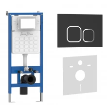 Комплект 2в1 IBERICA BLANCA инсталляция SILENCIO, кнопка смыва ESTI-Q черный матовый (IB001.832)