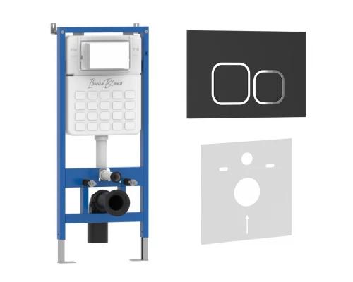 Комплект 2в1 IBERICA BLANCA инсталляция SILENCIO, кнопка смыва ESTI-Q черный матовый (IB001.832)