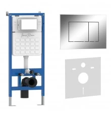 Комплект 2в1 IBERICA BLANCA инсталляция SILENCIO, кнопка смыва ESTI-S хром глянцевый (IB001.852)