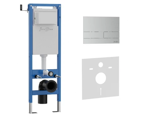 Комплект 2в1 IBERICA BLANCA инсталляция SILENCIO MINI, кнопка смыва INOX-S хром матовый (IB.001М.016.01)