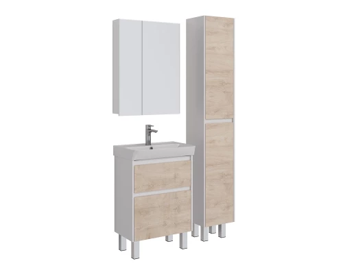 Шкаф зеркальный Lemark UNIVERSAL 60х80 см 2-х дверный, цвет корпуса: Белый глянец