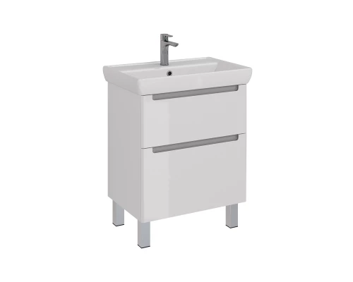 Тумба Lemark BUNO 70 см под 1 раковину, подвесная/напольная, 2 ящика, цвет планки: Серый, цвет корпу