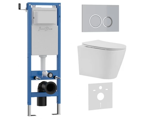 Комплект 3в1 IBERICA BLANCA инсталляция SILENCIO MINI, унитаз BURGOS ALTO белый, кнопка смыва ESTI-O хром матовый (IB.001M.BRA.231.824)