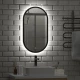 Зеркало Prime Black Led 450x800 с сенсором, холодная подстветка, рама МДФ