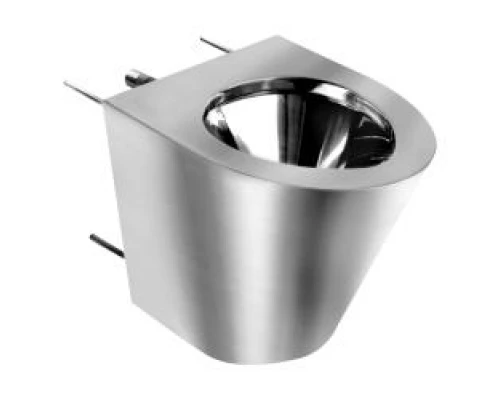 Унитаз из нержавеющей стали без сливного бака матовый c антивандальным креплением 390х355х450