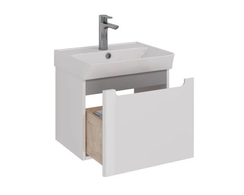 Тумба Lemark BUNO MINI 50 см под 1 раковину, подвесная, 1 ящик, цвет планки: Серый, цвет корпуса, фа