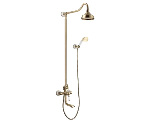 Villa Смеситель для ванны-душа, пов.излив 161мм верх.лейка 'Троп.дождь', р/ОД, бронза, LM, LM4862B