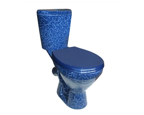 ЭЛЕГАНТ Унитаз-компакт косой вып., нижн. подв., с арм. и сид."Уклад", крепл., кракелюр синий. ROSA