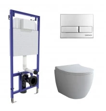 Комплект: инсталляция NOVUM, кнопка L3, унитаз OKUS, сиденье дюропласт Toma Slim SO, BERGES