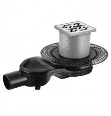 Трап водосток PLATZ Antik 100х100, матовый хром, S-сифон D50 H60 боковой, BERGES