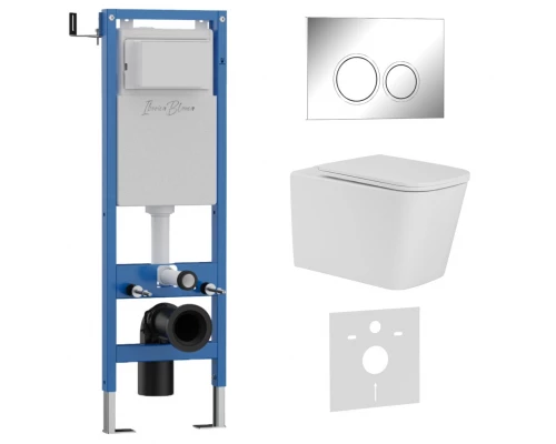 Комплект 3в1 IBERICA BLANCA инсталляция SILENCIO MINI, унитаз TOLEDO ALTO белый, кнопка смыва ESTI-O хром глянцевый (IB.001M.TLA.234.823)