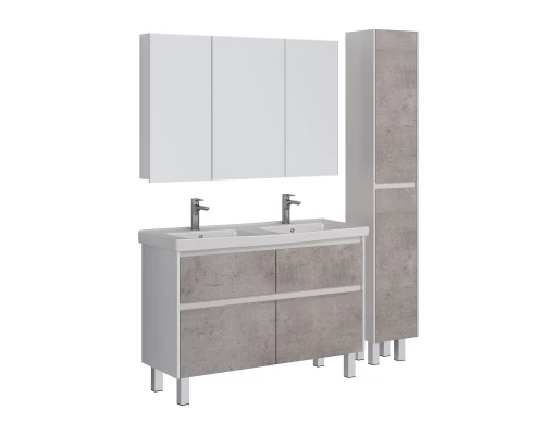 Тумба Lemark COMBI 125 см под 2 раковины, подвесная/напольная,4 ящика, цвет фасада: Бетон, цвет корп