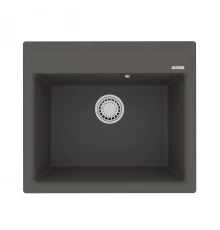 Кухонная мойка Lemark HANKA 570 врезная прямоугольная из кварцгранита, Серый шёлк
