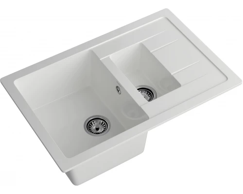 GRANFEST Мойка композит QUADRO GF-Q--775KL 1.5-чаш+крыло 775*500мм   иней арт.GF-