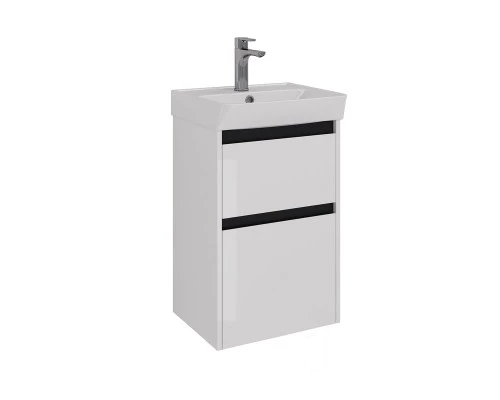 Тумба Lemark COMBI 45 см под 1 раковину, подвесная/напольная, 2 ящика, цвет планки: Чёрный, цвет кор